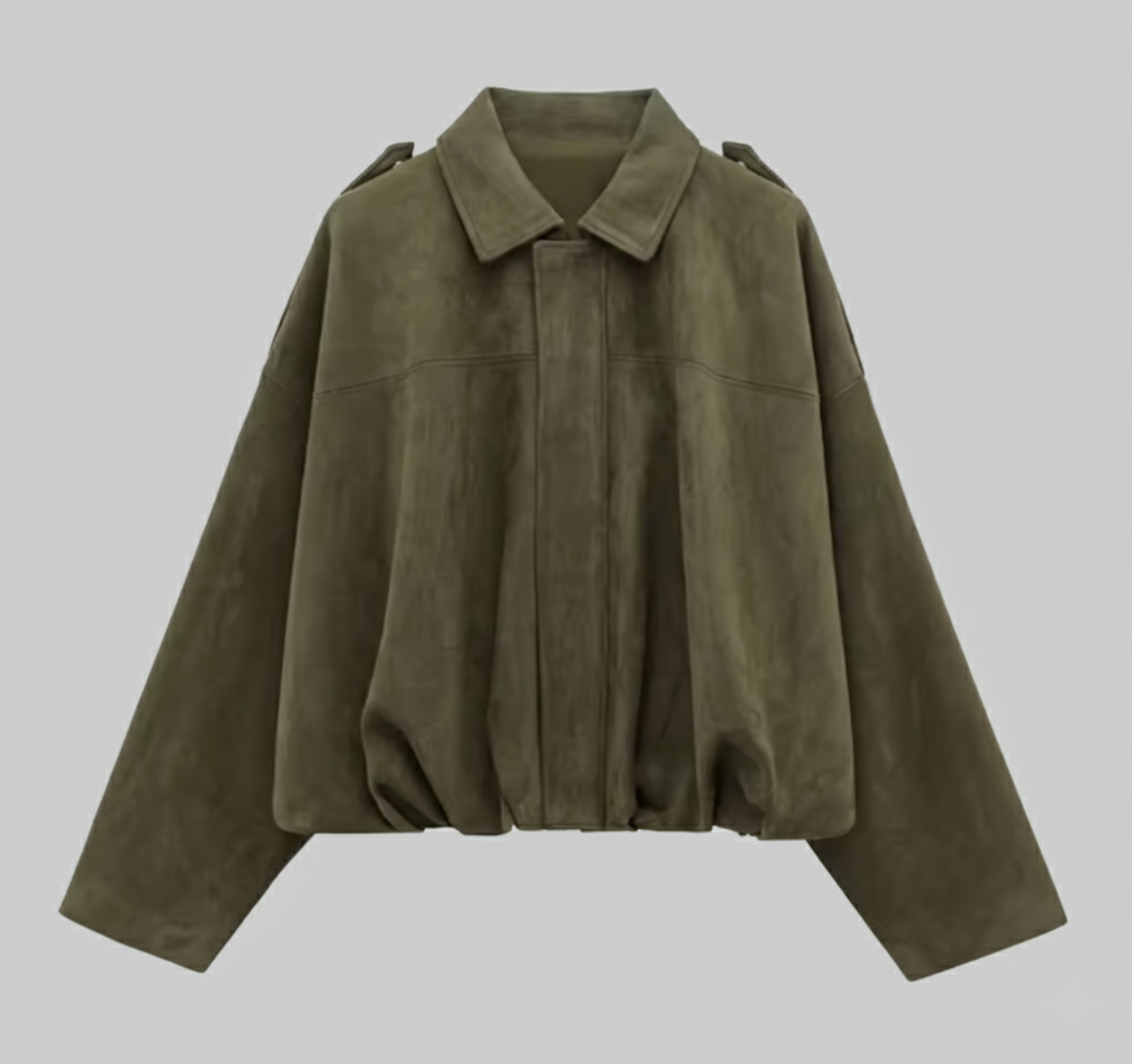 Lina – Bomber oversize en cuir sauvage