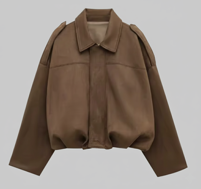Lina – Bomber oversize en cuir sauvage