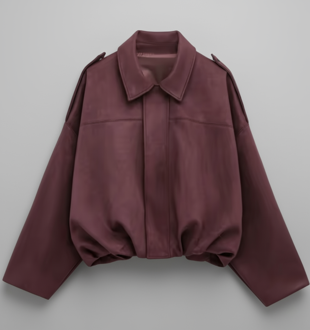Lina – Bomber oversize en cuir sauvage