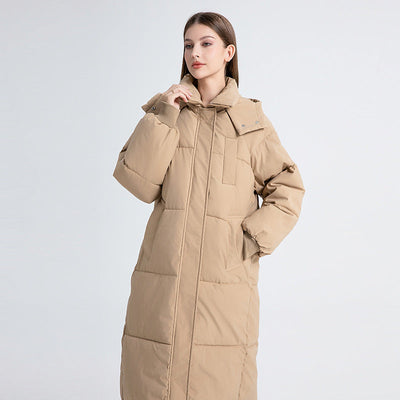 GIGATY - Manteau long classique à capuche et rembourrage épais