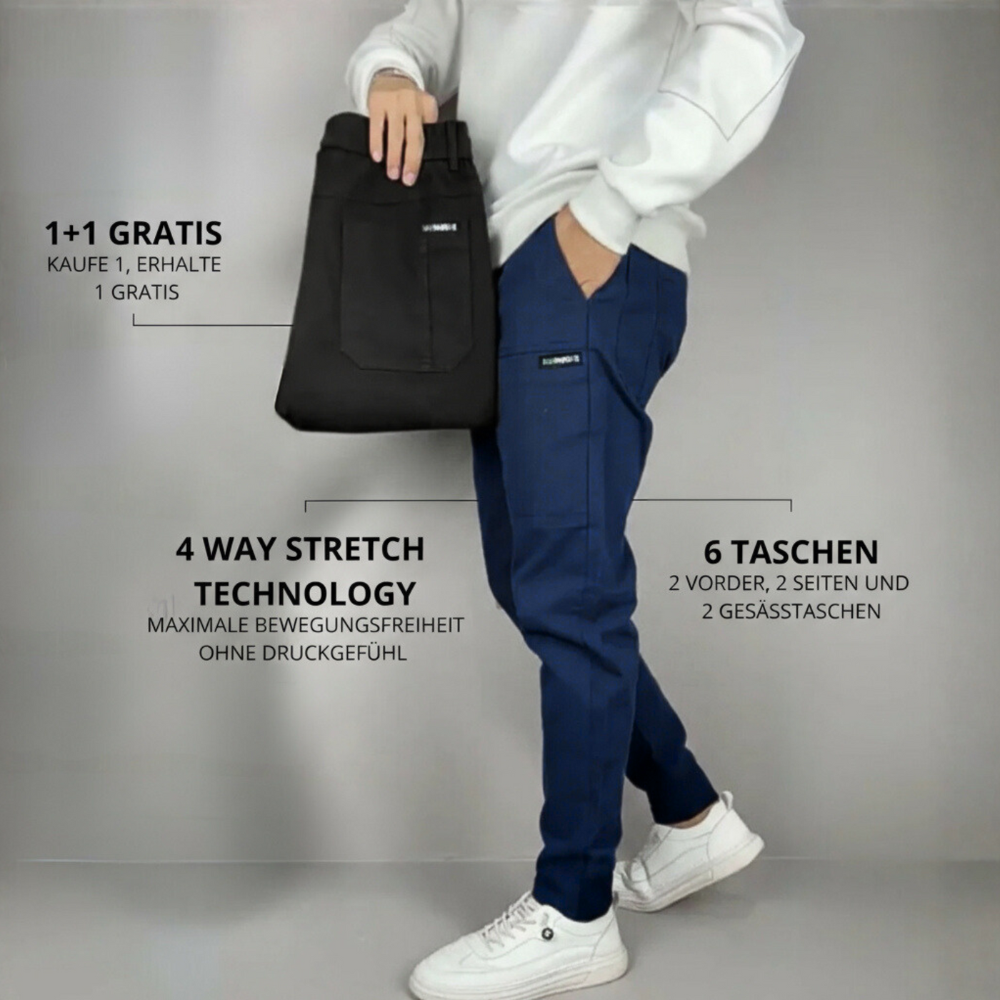 TOMMASO - PANTALON CARGO STRETCH PREMIUM